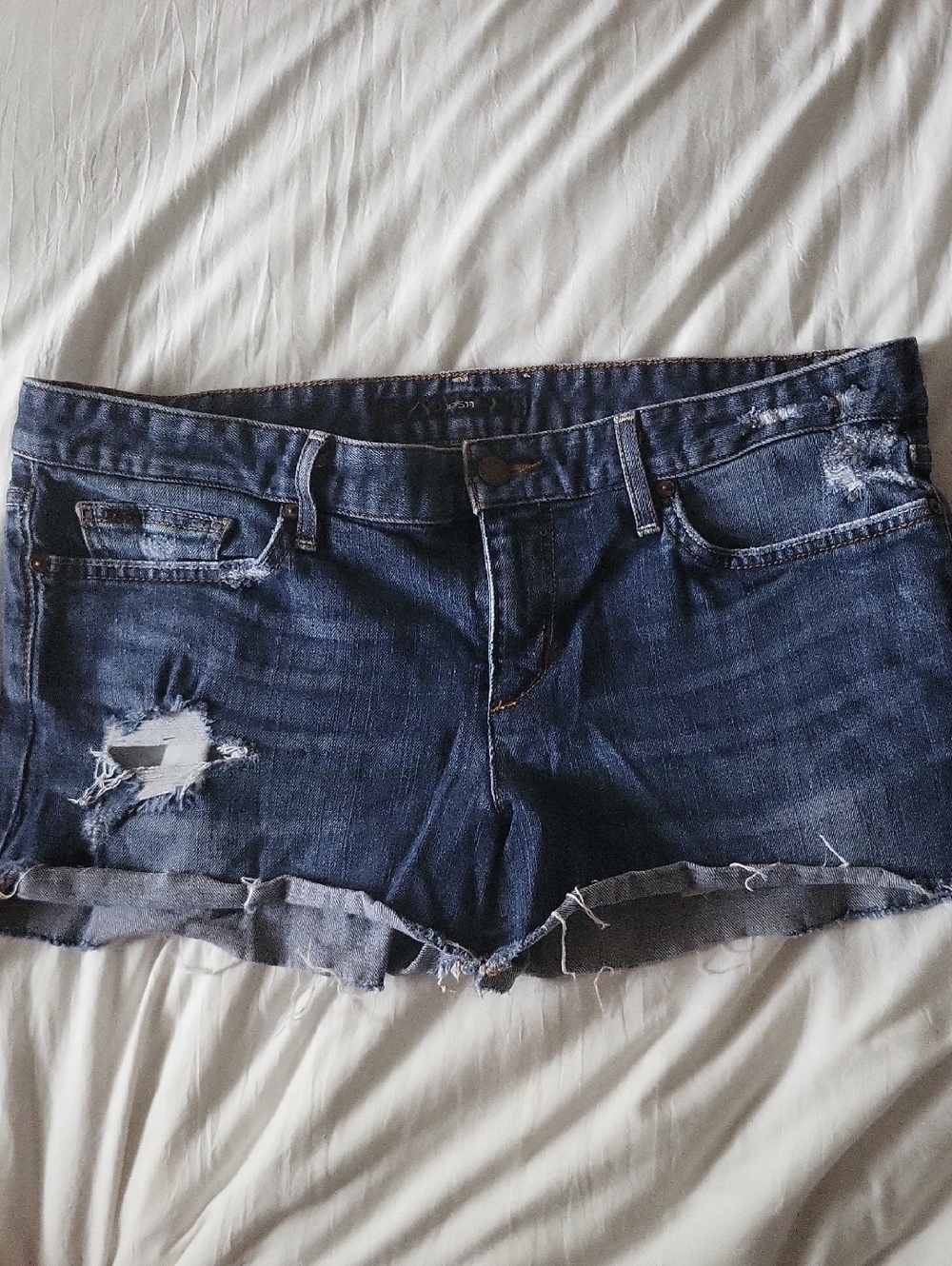 Joe's Jeans Ex Lover Distressed Dark Blue Denim Cutoff Shorts